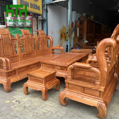 BỘ BÀN GHẾ SALON GỖ HƯƠNG ĐÁ TẦN THỦY HOÀNG TAY 12 ( HÀNG TUYỂN DÀY KHUNG 4 MẶT 2 )