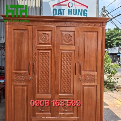 TỦ ÁO 3 CÁNH GỖ SỒI NGA 4 CÁNH 