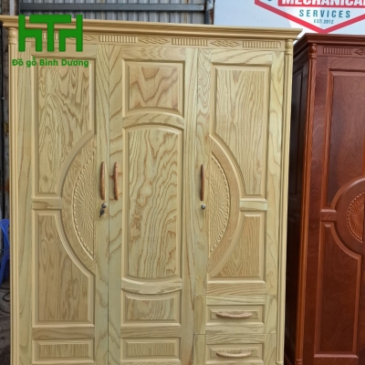 TỦ QUẦN ÁO GỖ GHÉP PHỦ VÂN SỒI 1M6 X 2M 