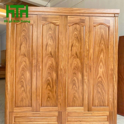 TỦ ÁO GỖ HƯƠNG XÁM 4 CÁNH 