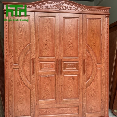 TỦ QUẦN ÁO 4 CÁNH GỖ HƯƠNG ĐÁ 