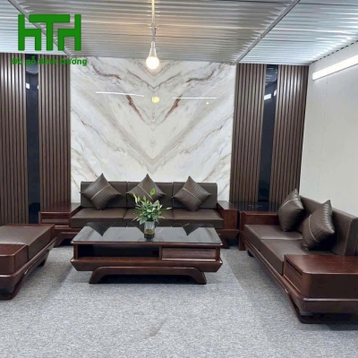 SOFA GÓC GỖ SỒI NGA 2 VĂNG  CHÂN THUYỀN  VẾ TRÁI 