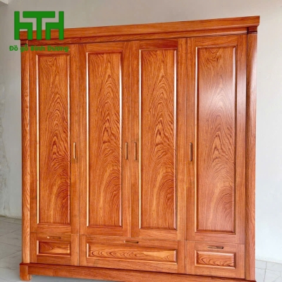 TỦ QUẦN ÁO GỖ HƯƠNG ĐÁ 4 CÁNH 