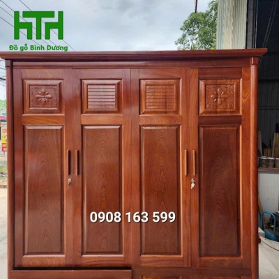 TỦ QUẦN ÁO GỖ XOAN ĐÀO 4 CÁNH 1M8 
