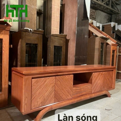 KỆ TI VI GỖ SỒI 2M MẪU LÀN SÓNG 
