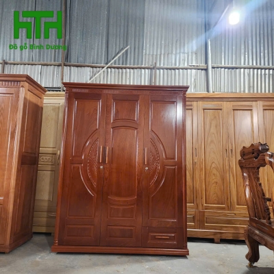 TỦ QUẦN ÁO GỖ GHÉP PHỦ VÂN XOAN 1M6 X 2M 