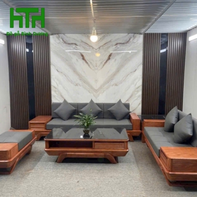 SOFA GÓC GỖ SỒI NGA 2 VĂNG CHÂN THUYỀN VẾ TRÁI LAU HƯƠNG 