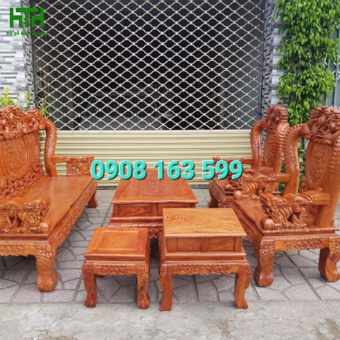SALON GỖ HƯƠNG ĐÁ TAY 12 MẪU RỒNG BÁT TIÊN 
