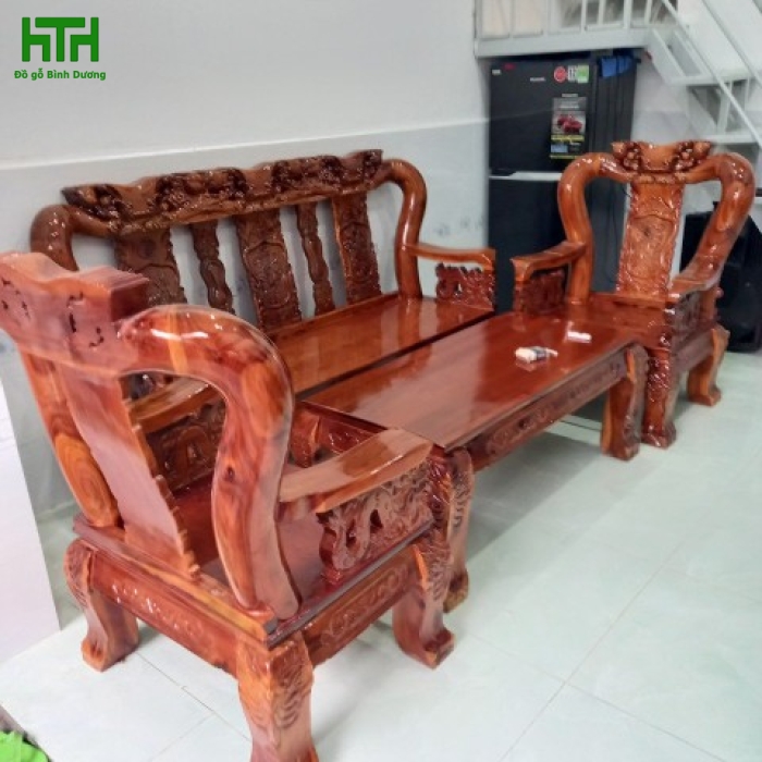 BỘ GHẾ PHÒNG KHÁCH GỖ TRÀM BÔNG VÀNG CỘT 12 