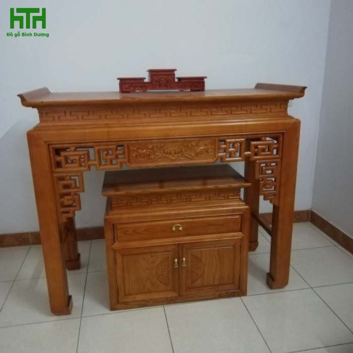 BÀN THỜ GỖ SỒI 1M27 LAU HƯƠNG 