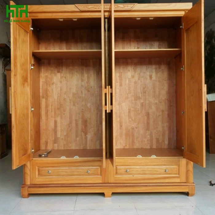 TỦ ÁO GỖ GÕ 4 CÁNH  