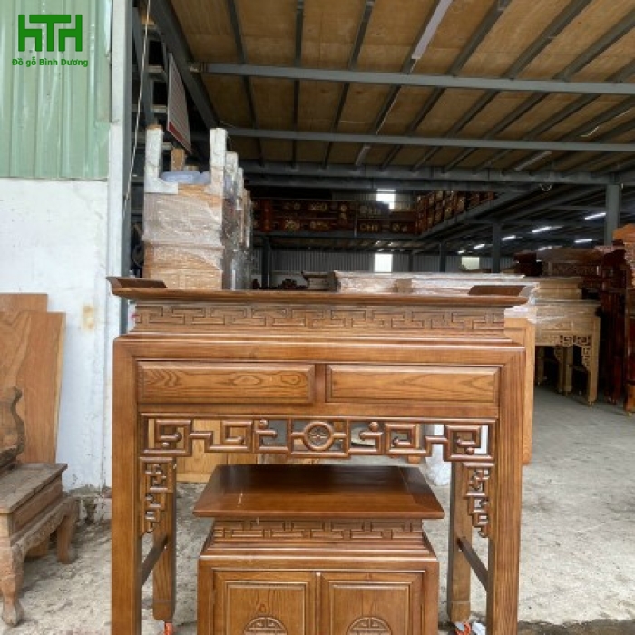 BÀN THỜ GỖ SỒI LAU MÀU 1M27 