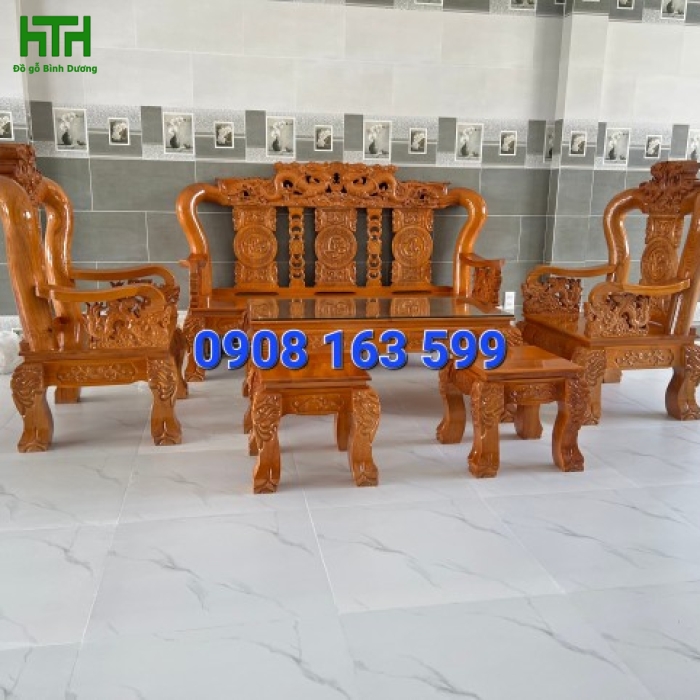 BÀN GHẾ GỖ SỒI TAY 12 MẪU RỒNG ĐỈNH 