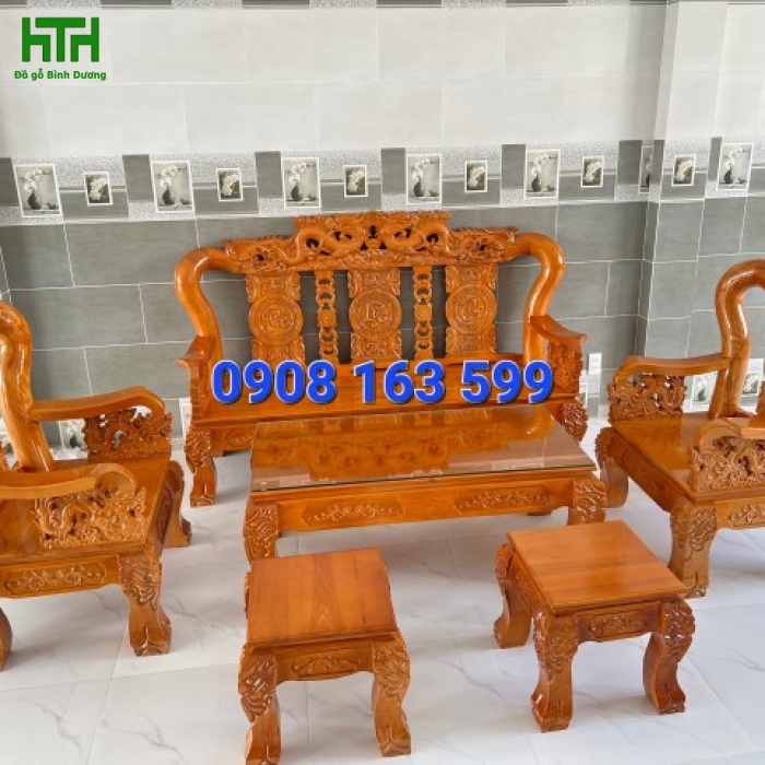 BÀN GHẾ GỖ SỒI TAY 12 MẪU RỒNG ĐỈNH 