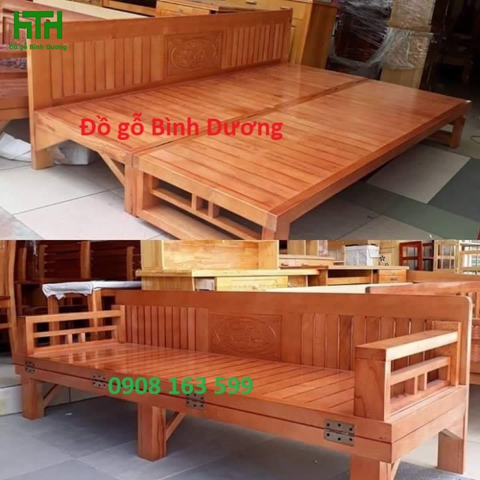GIƯỜNG GẤP GỖ TỰ NHIÊN 1M6  X 2M 
