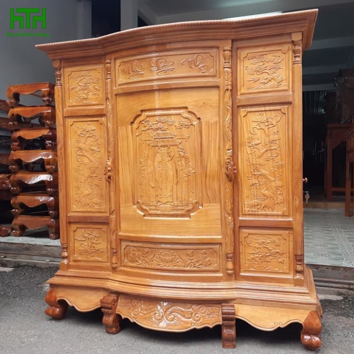 TỦ THỜ CĂM XE 1M47 CHẠM 