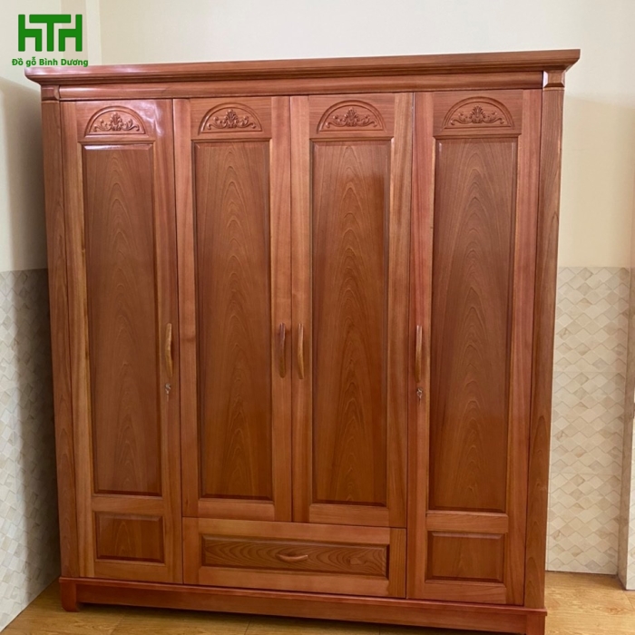 TỦ ÁO GỖ XOAN ĐÀO 4 CÁNH 