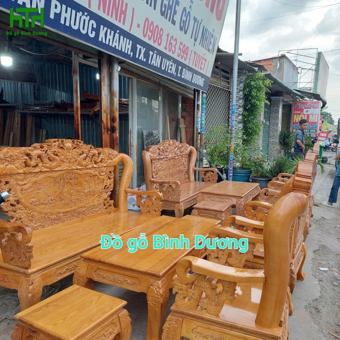 BỘ SALON TAY 12 GỖ SỒI NGA 