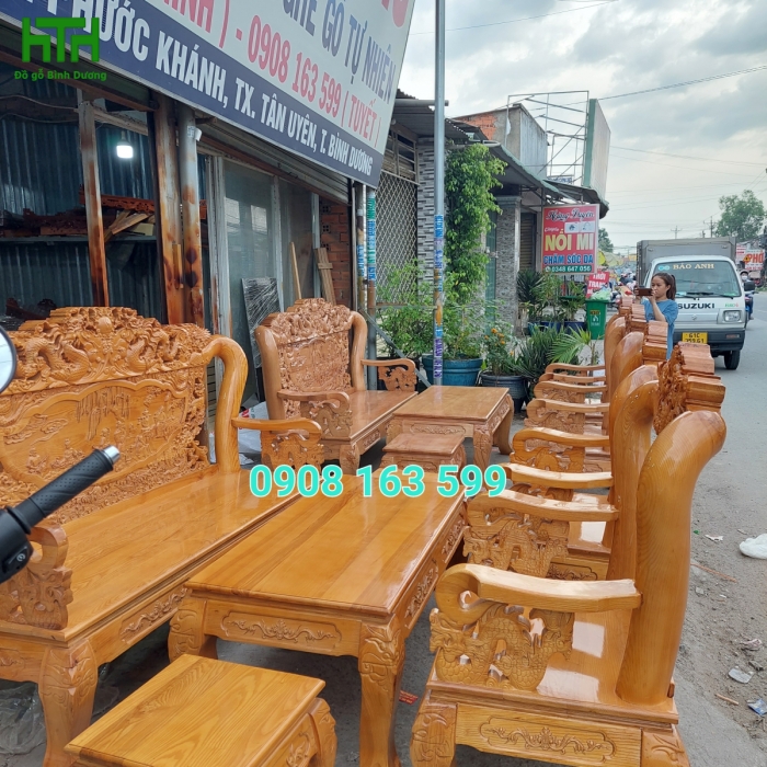 BỘ SALON TAY 12 GỖ SỒI NGA 