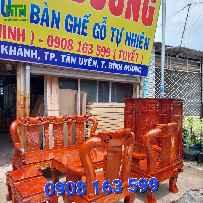 BÀN GHẾ TRÀM BÔNG VÀNG TAY 12 MẪU ĐÀO 