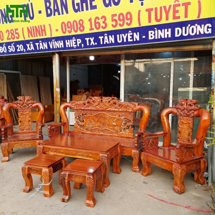 BỘ BÀN GHẾ TAY 12 GỖ TRÀM BÔNG VÀNG 