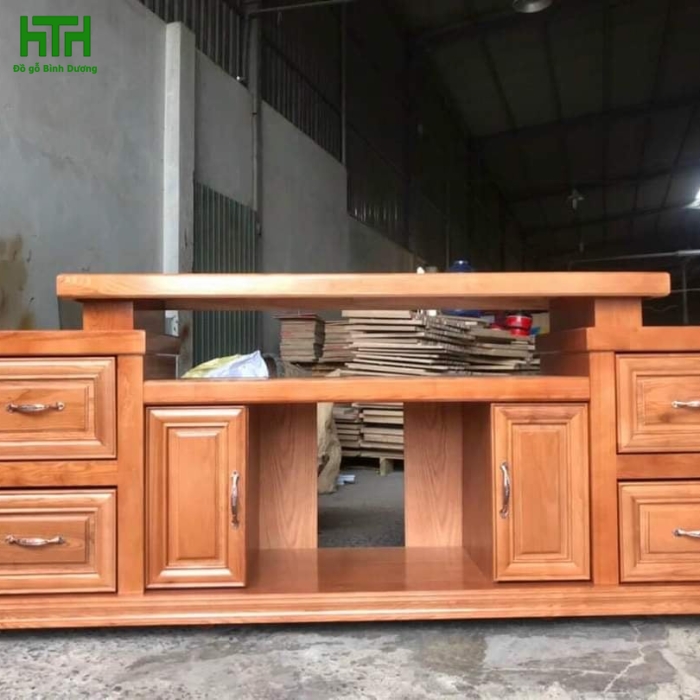 KỆ TI VI GỖ SỒI TỰ NHIÊN 2M MẪU NHÔ 