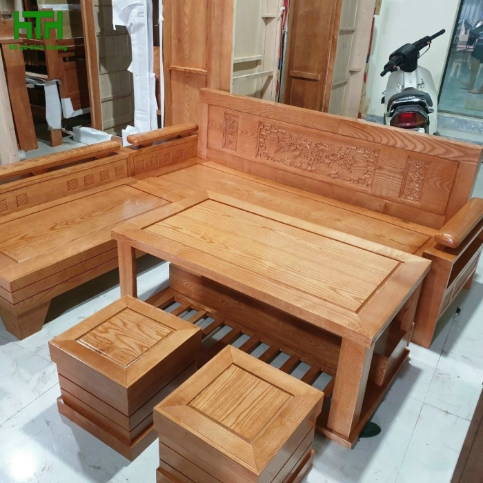 SOFA GÓC GỖ SỒI 2M X 1M8 