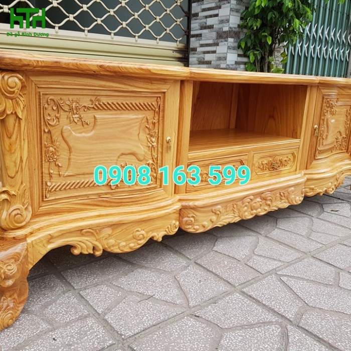 KỆ TIVI MẪU LU Y GỖ GÕ ĐỎ NGANG 2M 