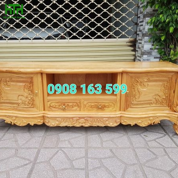 KỆ TIVI MẪU LU Y GỖ GÕ ĐỎ NGANG 2M 