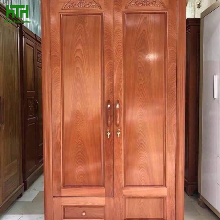 TỦ ÁO GỖ SỒI NGA 2 CÁNH 1M2