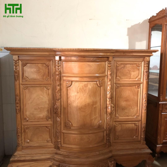 TỦ GÕ ĐỎ MẪU TRƠN 1m50  MÔ CONG 