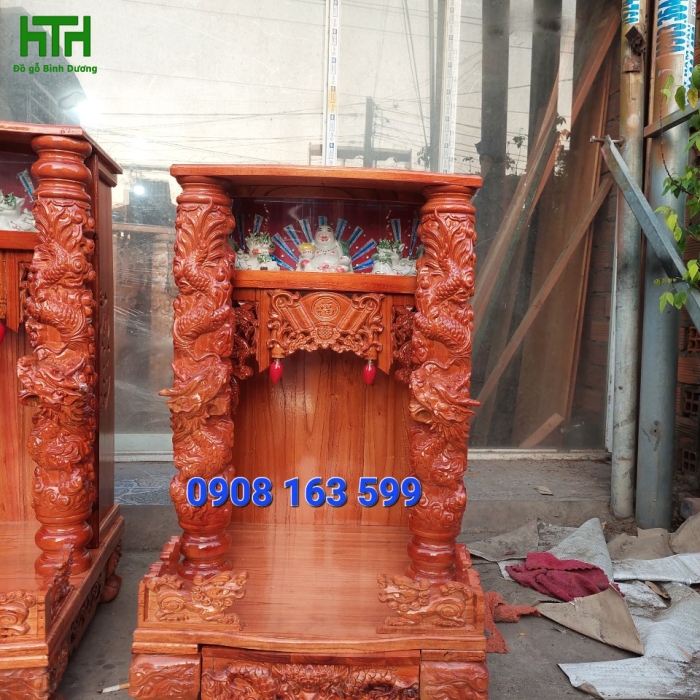 BÀN THỜ ÔNG ĐỊA 50 RỒNG CUỘN XOAN ĐÀO 