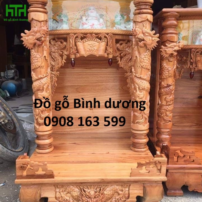 BÀN THỜ ÔNG ĐỊA XOAN ĐÀO CÓ CỘT 
