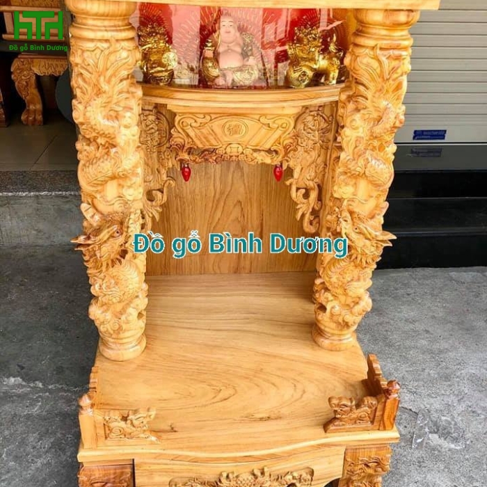 BÀN THỜ GÕ ĐỎ CỘT RỒNG  60 