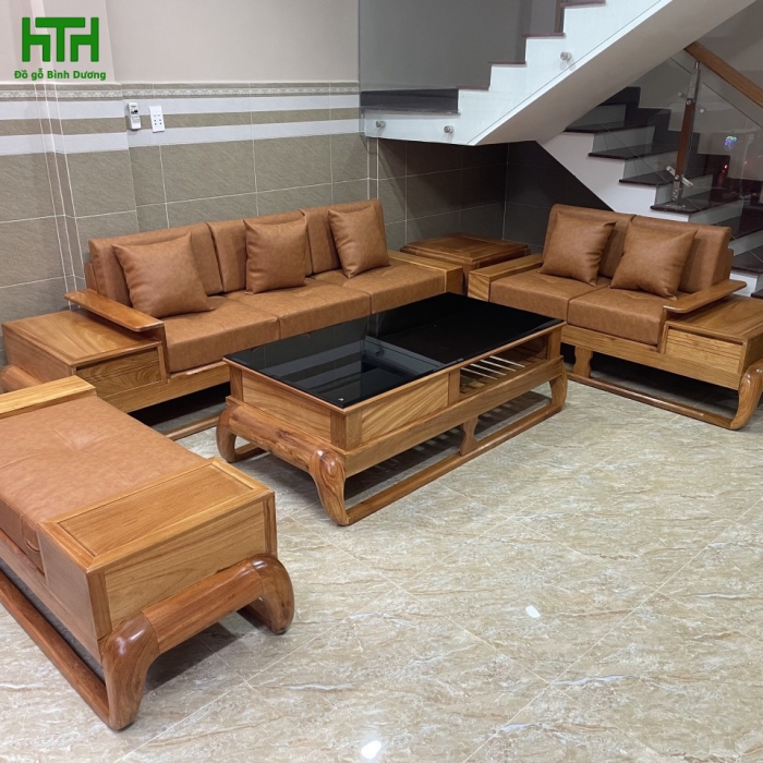 SOFA GÓC GÕ ĐỎ  2 VĂNG ĐÙI GÀ 
