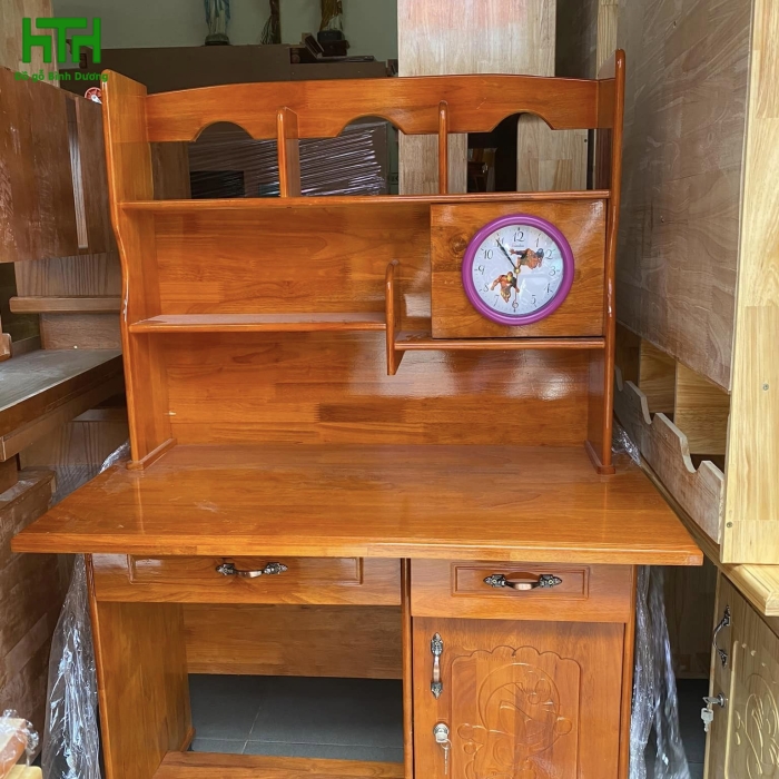 bàn học gỗ cao su 1m màu 