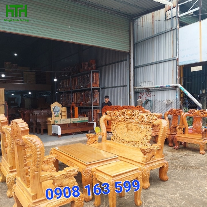 BÀN GHẾ GÕ ĐỎ TAY 12 RỒNG BÁT TIÊN 