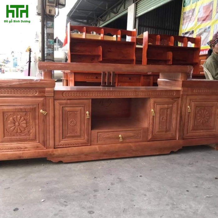 KỆ TI VI GỖ SỒI 2M MẪU ĐÀI LOAN 