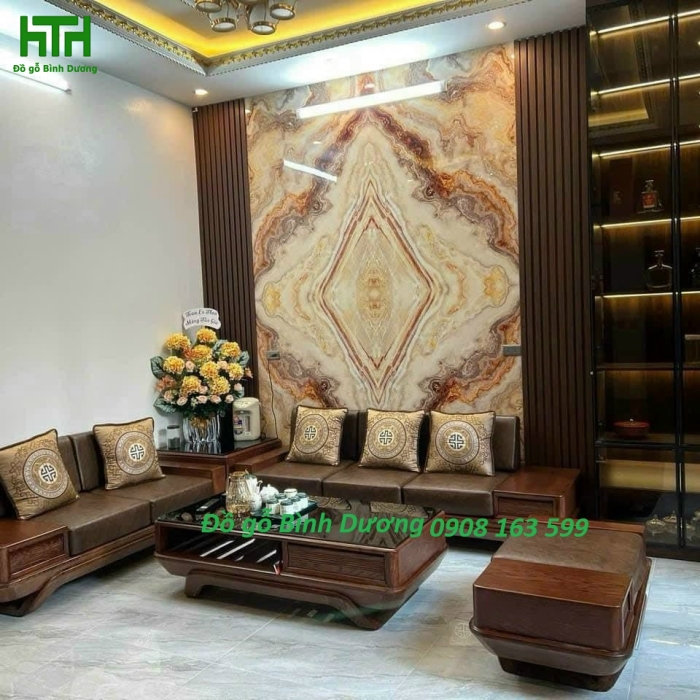 SOFA 2 VĂNG GỖ SỒI MẪU CHÂN THUYỀN VẾ PHẢI  