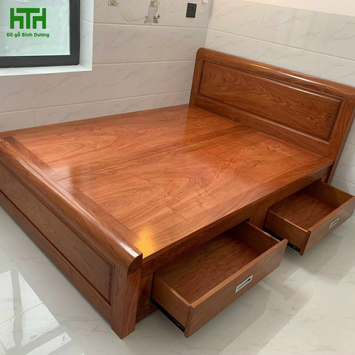 GIƯỜNG GỖ HƯƠNG ĐÁ DÁT PHẢN 1M6 X 2M 