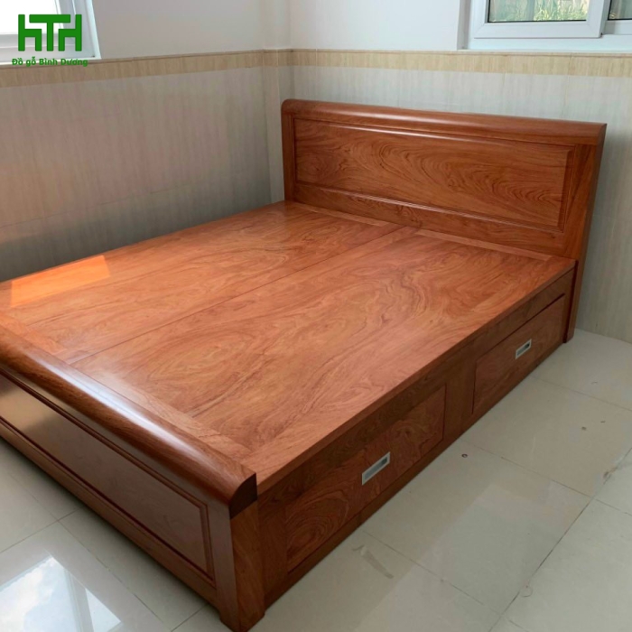 GIƯỜNG GỖ HƯƠNG ĐÁ DÁT PHẢN 1M6 X 2M 