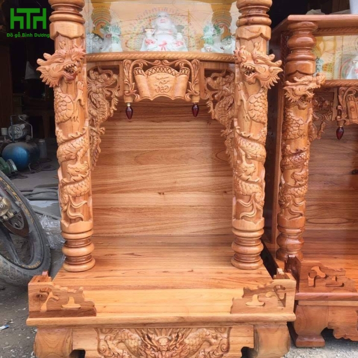 BÀN THỜ ÔNG ĐỊA XOAN ĐÀO CÓ CỘT 
