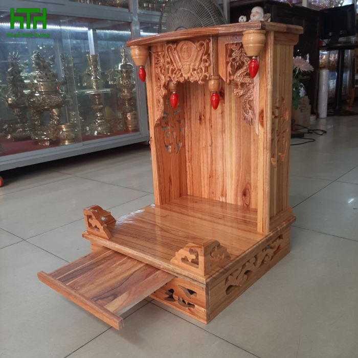 BÀN THỜ ÔNG ĐỊA 50 XOAN ĐÀO MẪU TRƠN 