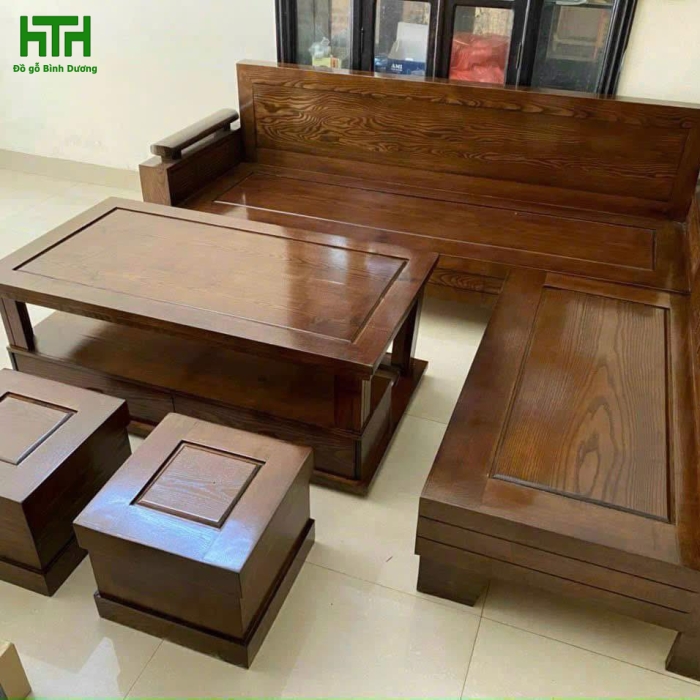 SALON GÓC NHỎ GỖ SỒI LAU MÀU ÓC CHÓ 