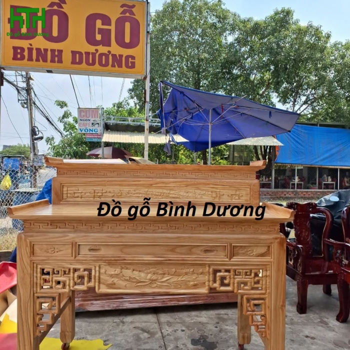 BÀN THỜ 2 TẦNG GỖ GÕ ĐỎ 100% NGANG 1M53