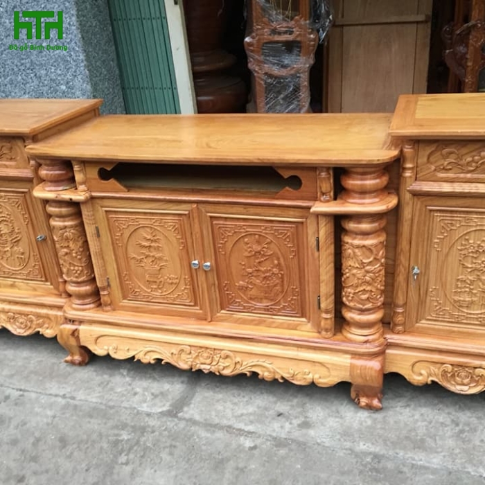 KỆ GÕ ĐỎ DÀI 2M CỘT NHO