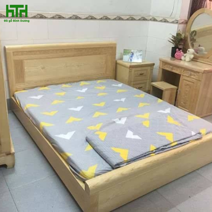 GIƯỜNG BỆT GỖ SỒI NGA 1M6X 2M 