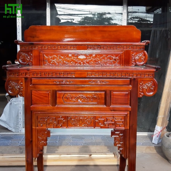 BÀN CÚNG 2 TẦNG GỖ TRÀM BÔNG VÀNG 1M27