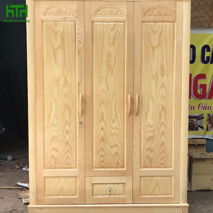 TỦ ÁO GỖ SỒI NHẬP 3 CÁNH 1M6 