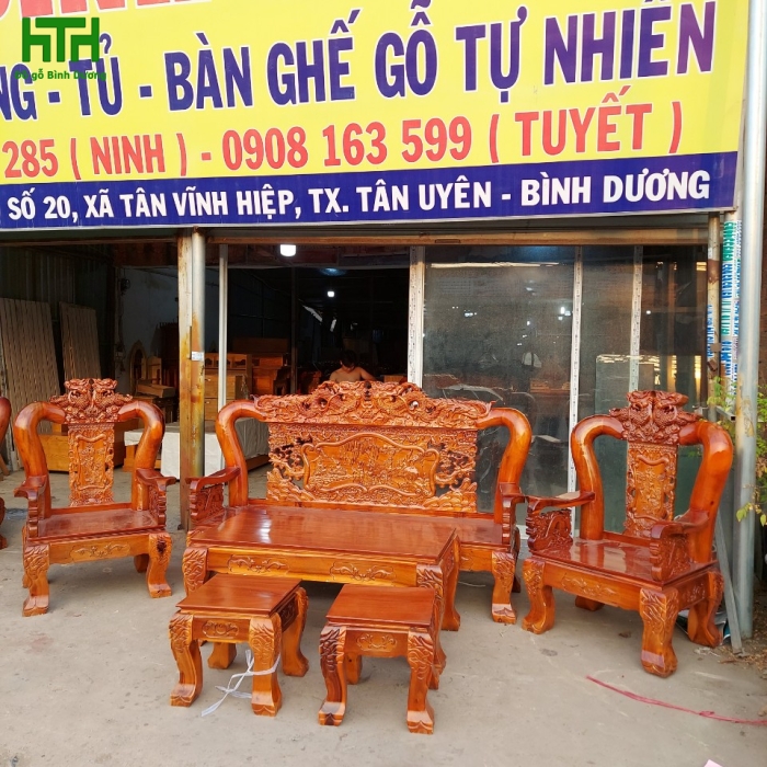 BỘ BÀN GHẾ TAY 12 GỖ TRÀM BÔNG VÀNG 